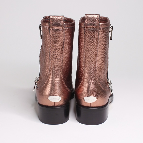 AUTHENTIC JIMMY CHOO Dondo Rosewood Grainy Calf Leather Biker Boots - Picture 4 of 7